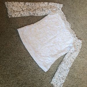 White lace off-shoulder top XS Divided by H&M